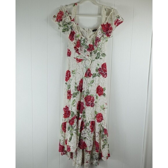 BCBGMaxazria Womens Floral Rose Dress Lace Overlay X-Small - Picture 4 of 13